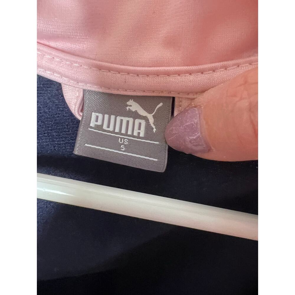 PUMA Girls Navy Pink Track Jacket & Gray Tank Top Set Size 5 Activewear Outfit - Picture 8 of 11